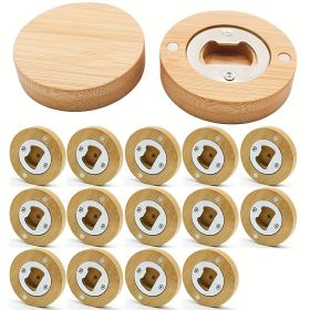 20pcs Round Bamboo Bottle Opener, Refrigerator DIY Magnetic Bamboo Blank Bottle Opener, Fridge Magnet Wedding Favors For Guests