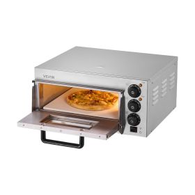 VEVOR Commercial Pizza Oven Countertop, 14-Inch Single Deck Layer, Stainless Steel Electric Pizza Oven with Stone and Handle