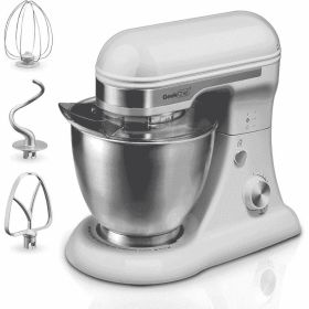 Geek Chef 4.8QT Electric Stand Mixer, 12 Speeds Tilt-head with Dough Hook, Whisk, Beater, Bowl, Rotary Knob, Home Kitchen Use, Gray