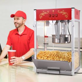 Popcorn Popper Machine Countertop Popcorn Maker 1615W 16 Oz Red (Option: red)