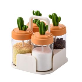 Kitchen Season Tank Seasoning Bottle Combination Set (Color: As pic show, Type: 4 pcs)